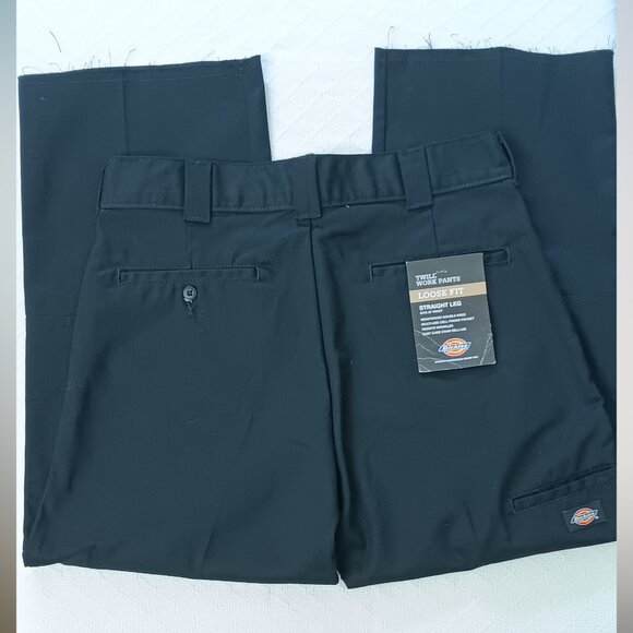 NWT Dickies Men's Loose Fit Double Knee Straight Leg Twill Pants Black 32x27 - Picture 6 of 11